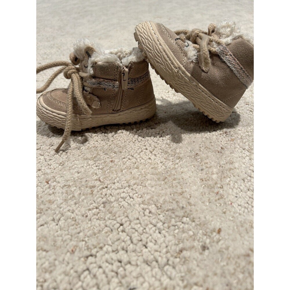 ZARA Toddler Size 19 (US Size 3.5) Suede Boots Fur-Lined